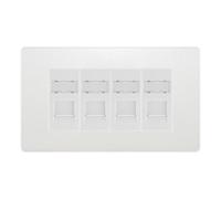 BG Evolve Pearlescent White 4 Gang RJ45 CAT6 Data Socket Outlet, IDC Type PCDCLRJ454W