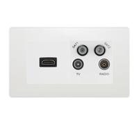 BG Evolve Pearlescent white 4G Faceplate with HDMI + TV/FM/SAT Module - White Insert