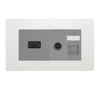 BG Evolve Pearlescent White Media Wall Plate TV Aerial HDMI CAT6 Outlet Grey