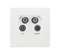 BG Evolve Pearlescent White TV/FM/2x SAT Quadplex Socket - White Insert