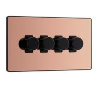 BG Evolve Polished Copper 4 Gang Custom Grid Dimmer Light Switch PCDPC84B