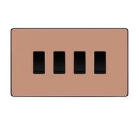 BG Evolve Polished Copper 4 Gang Custom Grid Light Switch Double Format