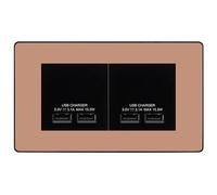 BG Evolve Polished Copper 4-Gang Euro Plate with 2X USB-A Dual Chargers - Black Insert