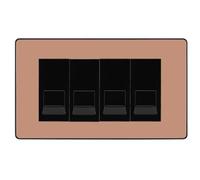 BG Evolve Polished Copper 4 Gang RJ11 Telephone Socket Euro Module - Black Insert