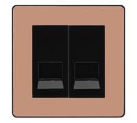 BG Evolve Polished Copper Double Master Telephone Socket, Screw Terminal - Black Insert