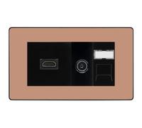 BG Evolve Polished Copper Media Wall Plate TV Aerial HDMI CAT6 Outlet Black