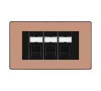 BG Evolve Polished Copper Triple 3 Gang RJ45 Data Socket Black Inserts PCDCPRJ453