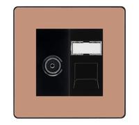 BG Evolve Polished Copper TV Aerial and RJ45 CAT6 Data Outlet Black Insert