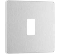 BG Evolve RPCDBS1W 1G Grid Front Plate - Brushed Steel (White)