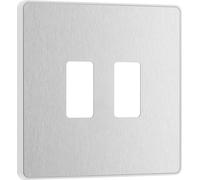 BG Evolve RPCDBS2W 2G Grid Front Plate - Brushed Steel (White)