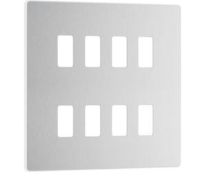 BG Evolve RPCDBS8W 8G Grid Front Plate - Brushed Steel (White)
