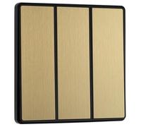 BG Evolve Satin Brass 3 Gang 2-Way 20A Edge to Edge Rocker Light Switch | PCDSB43EB