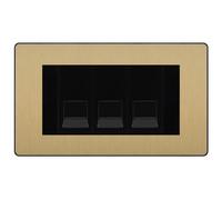BG Evolve Satin Brass 3 Gang IDC Secondary Telephone Socket - Black Insert