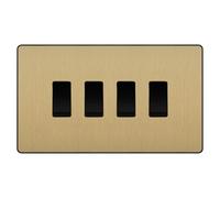BG Evolve Satin Brass 4 Gang Custom Grid Light Switch Double Format
