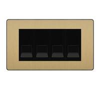BG Evolve Satin Brass 4 Gang IDC Secondary Telephone Socket - Black Insert