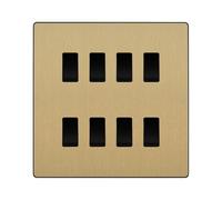 BG Evolve Satin Brass 8 Gang Intermediate Custom Grid Light Switch with Back Box Included