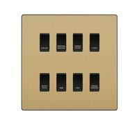 BG Evolve Satin Brass Custom Appliance Grid Switch 8 Gang Screwless