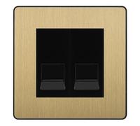 BG Evolve Satin Brass Double IDC Secondary Telephone Socket - Black Insert