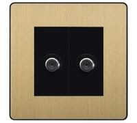 BG Evolve Satin Brass Double Satellite Socket PCDSB642B