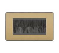 BG Evolve Satin Brass Screwless Double 4 Gang Brush Cable Entry