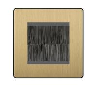 BG Evolve Satin Brass Screwless Twin 2 Gang Brush Cable Entry