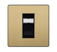 BG Evolve Satin Brass Single 1 Gang RJ45 Data Socket Black Insert PCDSBRJ451