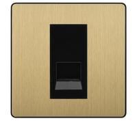 BG Evolve Satin Brass Single Master Telephone Socket, Screw Terminal - Black Insert