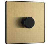 BG Electrical Intelligent Single Wall Dimmer Switch, 2 Way, Screwless Front Plate, Evolve, Satin Brass, 200W, PCDSB81B