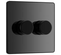 British General Bg Evolve 200W Double Dimmer Switch, 2 Way, Screwless, Black Chrome