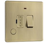 BG FAB53 Flatplate Screwless 13A Fused Connection Unit + Neon + Cable Outlet - Antique Brass
