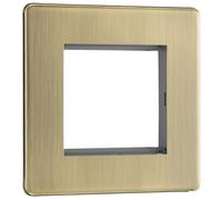 BG FABEMS2 Flatplate Screwless Twin Euro Module Faceplate - Antique Brass