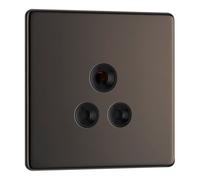 BG FBN29B Flatplate Screwless Unswitched Round Pin Socket 5A - Black Insert - Black Nickel