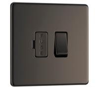 BG FBN50 Flatplate Screwless Switched Spur 13A - Black Nickel