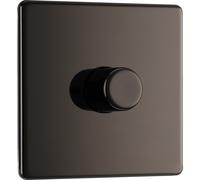 BG FBN81 Flatplate Screwless 2-Way Single Trailing Edge Dimmer Push On/Off - Black Nickel