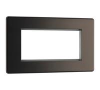 BG FBNEMR4 Flatplate Screwless Quad Euro Module Faceplate - Black Nickel