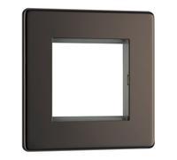 BG FBNEMS2 Flatplate Screwless Twin Euro Module Faceplate - Black Nickel