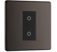 BG FBNTDS1B-K Flatplate Screwless 2-Way Secondary 200W Single Touch Dimmer Switch - Black Nickel (Black)