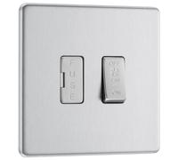 BG FBS15F Flatplate Screwless Triple Pole Fused Fan Isolator Switch 10A - Brushed Steel