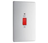 BG FBS72 Flatplate Screwless 45A DP Double Plate + Neon - Brushed Steel