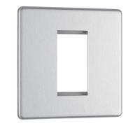 BG FBSEMS1 Flatplate Screwless Single Euro Module Faceplate - Brushed Steel