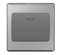 BG FBSKYCSG Flatplate Screwless Hotel Key Card Switch 16A - Grey Insert - Brushed Steel