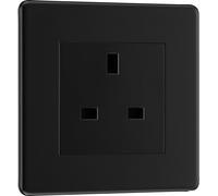 BG FFB23B Flatplate Screwless 1G 13A Unswitched Socket - Black Insert - Matt Black
