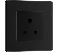 BG FFB29B Flatplate Screwless Single Round Pin Unswitched 5A Socket - Black Insert - Matt Black