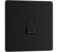 BG FFB31 Flatplate Screwless 20A DP Switch + Neon - Matt Black