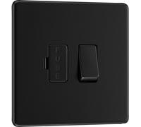BG Electrical Switched Fused Connection Unit, Fused Spur Switch, Double Pole, Screwless Front Plate, Slim Profile, Premium Flatplate, Matt Black, 13A, FFB50