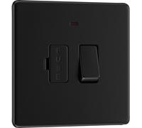BG FFB52 Flatplate Screwless Switched Spur + Neon 13A - Matt Black