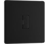 BG Electrical Unswitched Fused Spur Connection Unit, Double Pole, Screwless Front Plate, Slim Profile, Premium Flatplate, Matt Black, 13A, FFB54