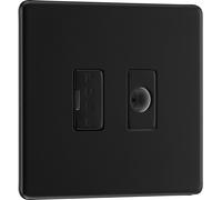 BG FFB55 Flatplate Screwless Unswitched 13A Fused Connection Unit + Cable Outlet - Matt Black