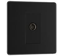 BG FFB62 Flatplate Screwless Isolated TV Aerial Socket - Black Insert - Matt Black