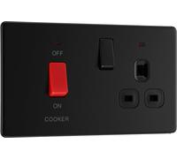 BG FFB70B Flatplate Screwless DP Cooker + Socket + Neon - Black Insert - Matt Black